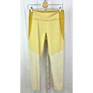 OUTDOOR VOICES Tri Tone Mid Rise Leggings Ochre Sunflower Wheat Yellow Size L